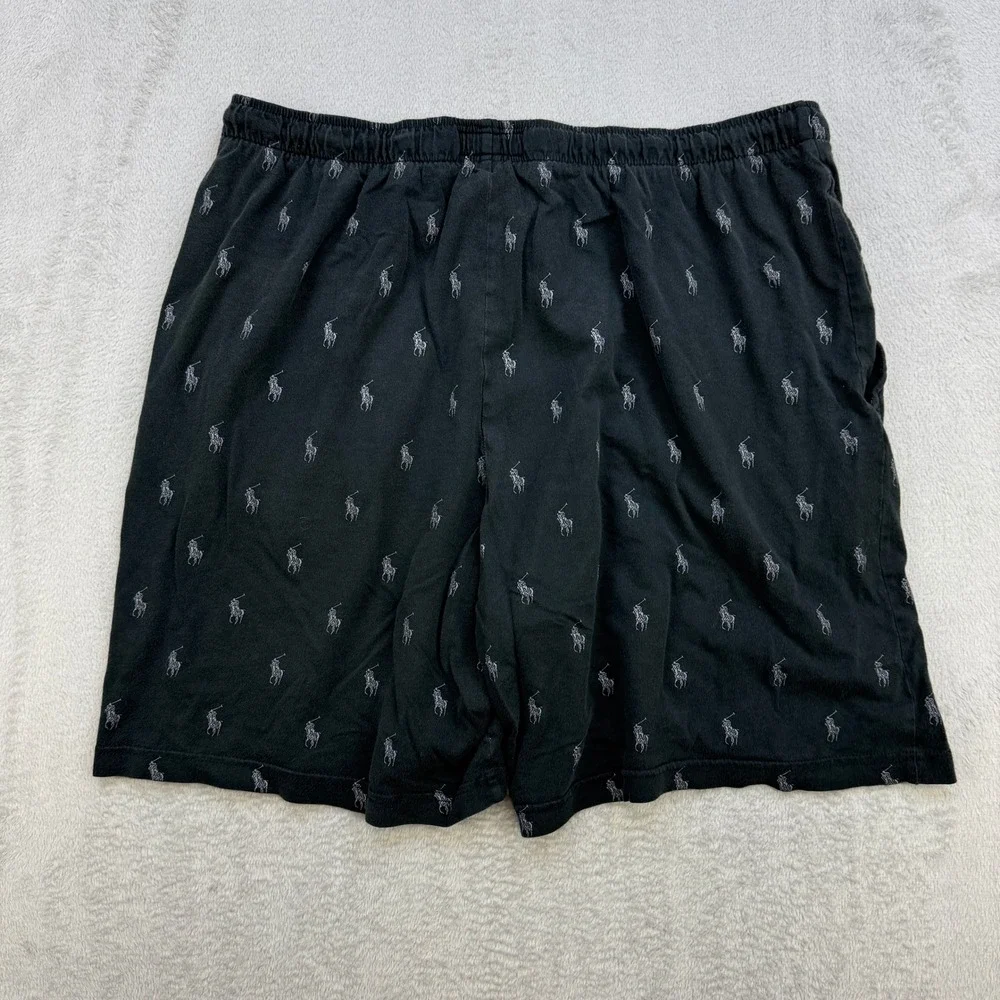Polo Ralph Lauren Pajama Shorts Mens Large Black Pony Print Sleepwear Loungewear